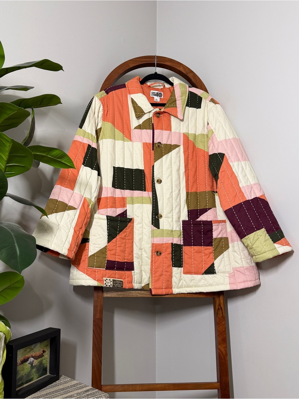 Gee's Bend x Target XXL Quilted Patchwork Jacket Cream/Orange NEW